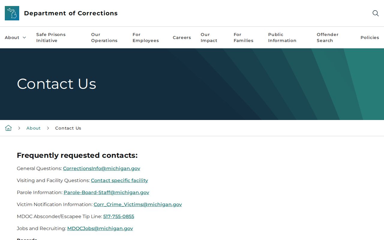 Oceana County later state-custody record search in MDOC OTIS