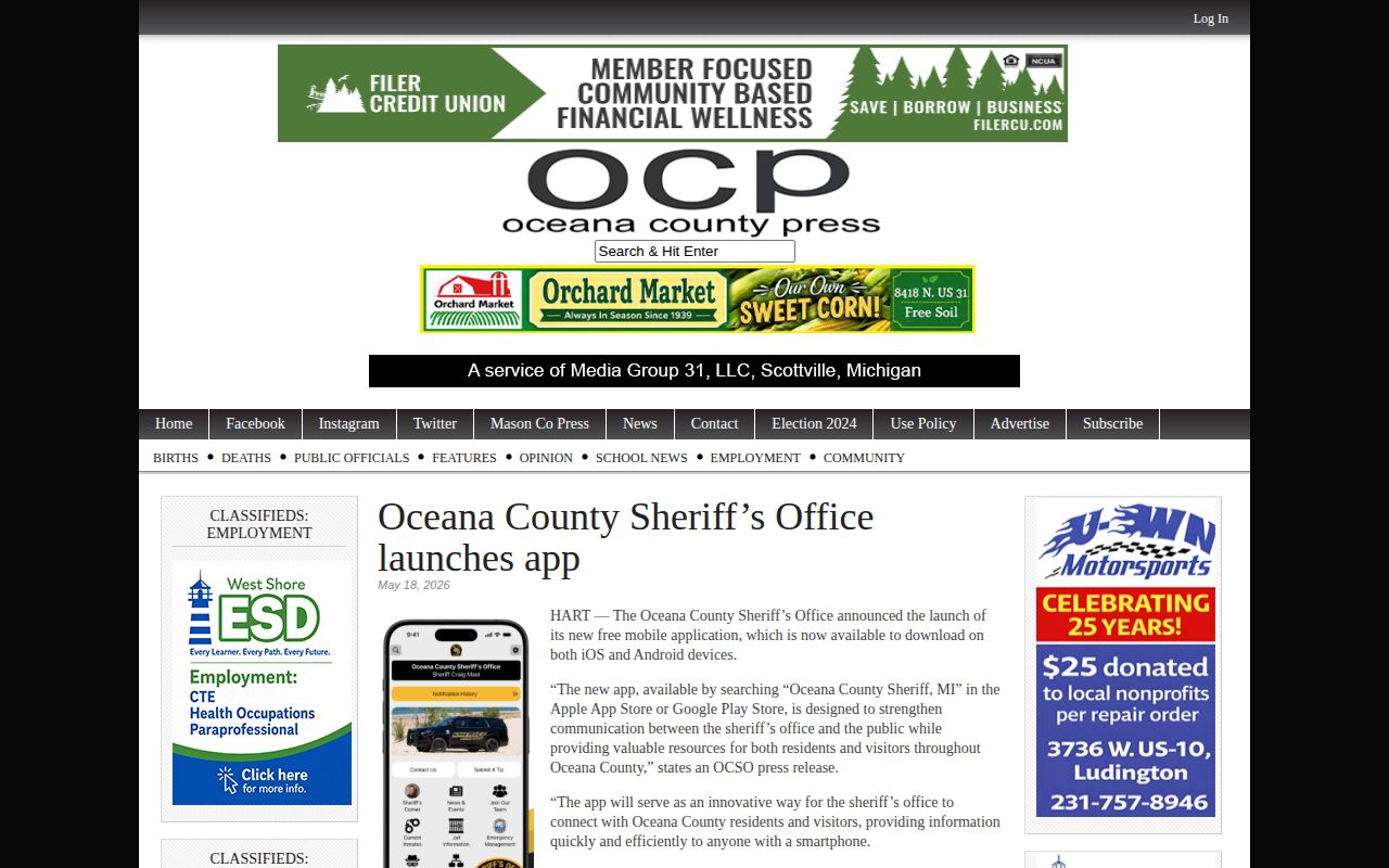 Oceana County Sheriff current inmate and bond information report